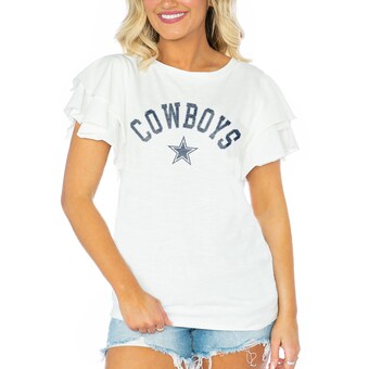 Women's Gameday Couture  White Dallas Cowboys Valkyrie Ruffle Sleeve Lightweight Top