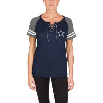 Women's New Era Navy Dallas Cowboys  Lace-Up Raglan T-Shirt