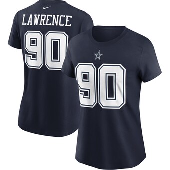 Women's Nike Demarcus Lawrence Navy Dallas Cowboys Name & Number T-Shirt