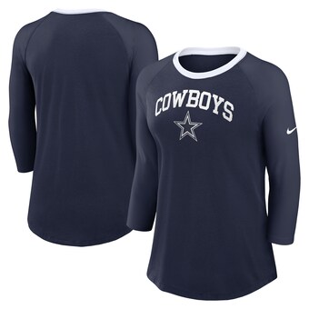 Women's Dallas Cowboys Nike Navy Raglan 3/4 Sleeve T-Shirt