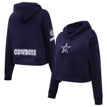 Women's Dallas Cowboys Pro Standard Navy Cropped Fleece Pullover Hoodie