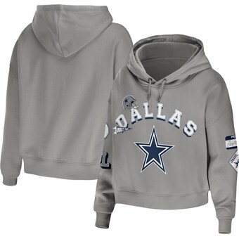 Dallas Cowboys WEAR by Erin Andrews Women's Plus Size Modest Cropped Pullover Hoodie - Gray