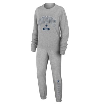 Women's WEAR by Erin Andrews Heather Gray Dallas Cowboys Knit Long Sleeve Tri-Blend T-Shirt & Pants Sleep Set