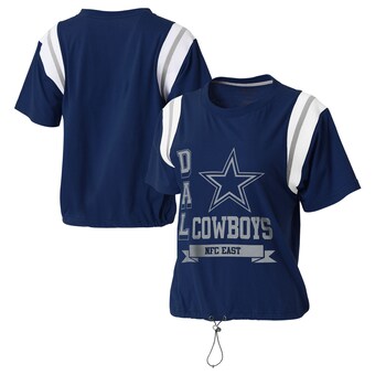 Women's Dallas Cowboys WEAR by Erin Andrews Navy Cinched Colorblock T-Shirt