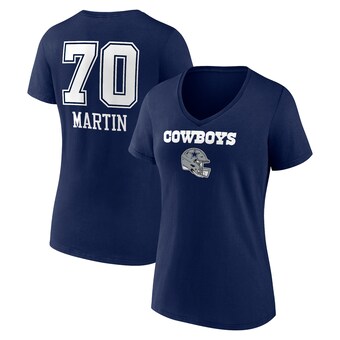 Women's Zack Martin Navy Dallas Cowboys Wordmark Player Name & Number V-Neck T-Shirt
