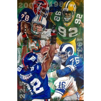 Deacon Jones, Bubba Smith, Michael Strahan and Reggie White "Sack Leaders" Fine Art Canvas Print 24" x 36" by Artist Robert Hurst