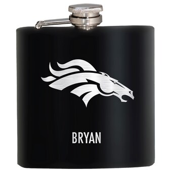 Denver Broncos Black 6oz. Personalized Stealth Hip Flask