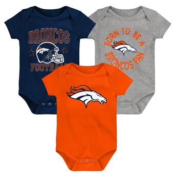 Infant Denver Broncos Orange/Navy/Gray Born to Be 3-Pack Bodysuit Set