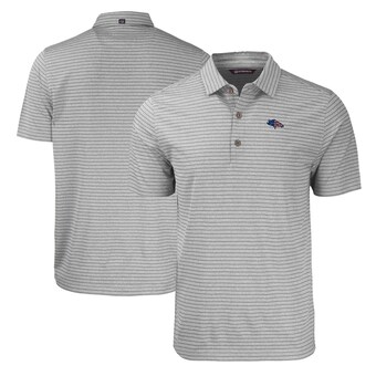 Men's Denver Broncos Cutter & Buck Heather Gray Big & Tall Americana Forge Eco Heather Stripe Stretch Recycled Polo