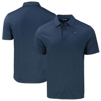 Men's Denver Broncos Cutter & Buck Heather Navy Big & Tall Americana Forge Eco Stretch Recycled Polo