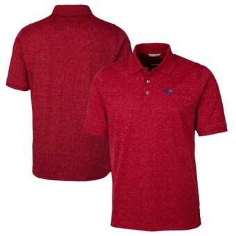 Men's Denver Broncos Cutter & Buck Heathered Red Americana Advantage Space Dye Tri-Blend Polo