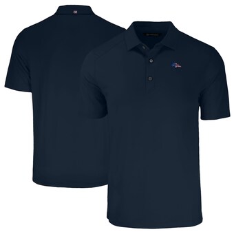 Men's Denver Broncos Cutter & Buck Navy  Americana Forge Eco Stretch Recycled Polo