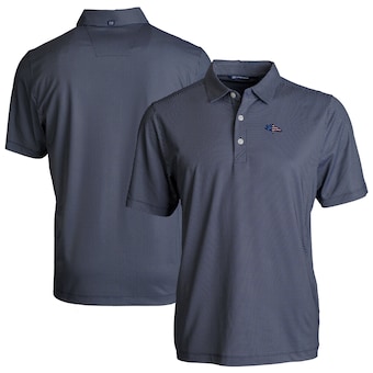 Men's Denver Broncos Cutter & Buck Navy  Americana Pike Eco Symmetry Print Stretch Recycled Polo