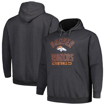 Men's Denver Broncos Fanatics Heather Charcoal Big & Tall Pullover Hoodie