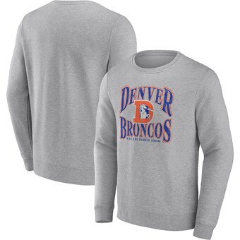 Men's Denver Broncos Fanatics Heathered Charcoal Playability Pullover Sweatshirt