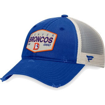 Men's Denver Broncos Fanatics Royal/Natural Gridiron Classics Heritage Patch Trucker Adjustable Hat