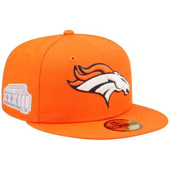 Men's Denver Broncos New Era Orange Super Bowl XXXIII Pop Sweat 59FIFTY Fitted Hat