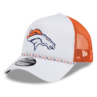 Men's Denver Broncos New Era White/Orange Court Sport Foam Front A-Frame 9FORTY Adjustable Trucker Hat