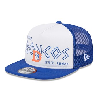 Men's Denver Broncos New Era White/Royal Gridiron Classics Banger 9FIFTY Trucker Snapback Hat