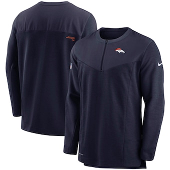 Men's Denver Broncos Nike Navy Sideline Half-Zip UV Performance Jacket