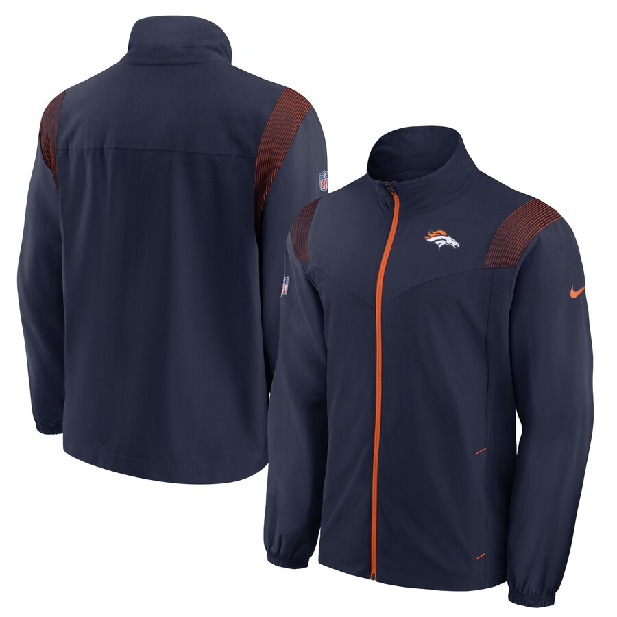 Men's Denver Broncos Nike Navy Sideline Woven Logo Full-Zip Jacket