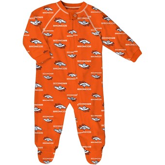 Newborn Denver Broncos Orange Allover Print Raglan Full-Zip Jumper