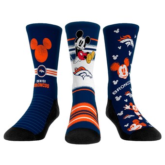Unisex Denver Broncos Disney Rock Em Socks Three-Pack Crew Socks Set