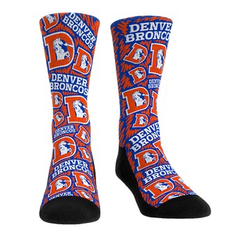 Denver Broncos Rock Em Socks Throwback Logo Sketch Crew Socks