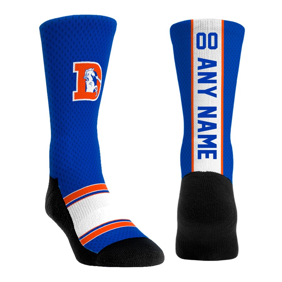 Unisex Denver Broncos  Rock Em Socks Royal Throwback Jersey Custom Crew Socks