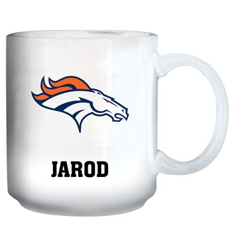 Denver Broncos White 11oz. Personalized Mug