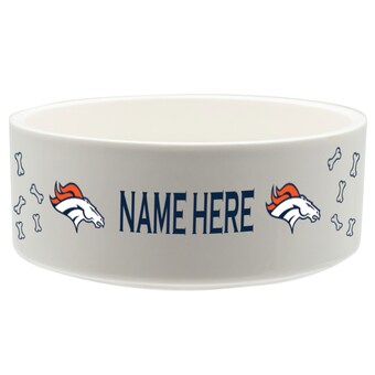 Denver Broncos White 20oz. Personalized Pet Bowl