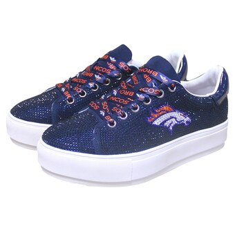 Women's Denver Broncos Cuce Navy Team Color Crystal Sneakers