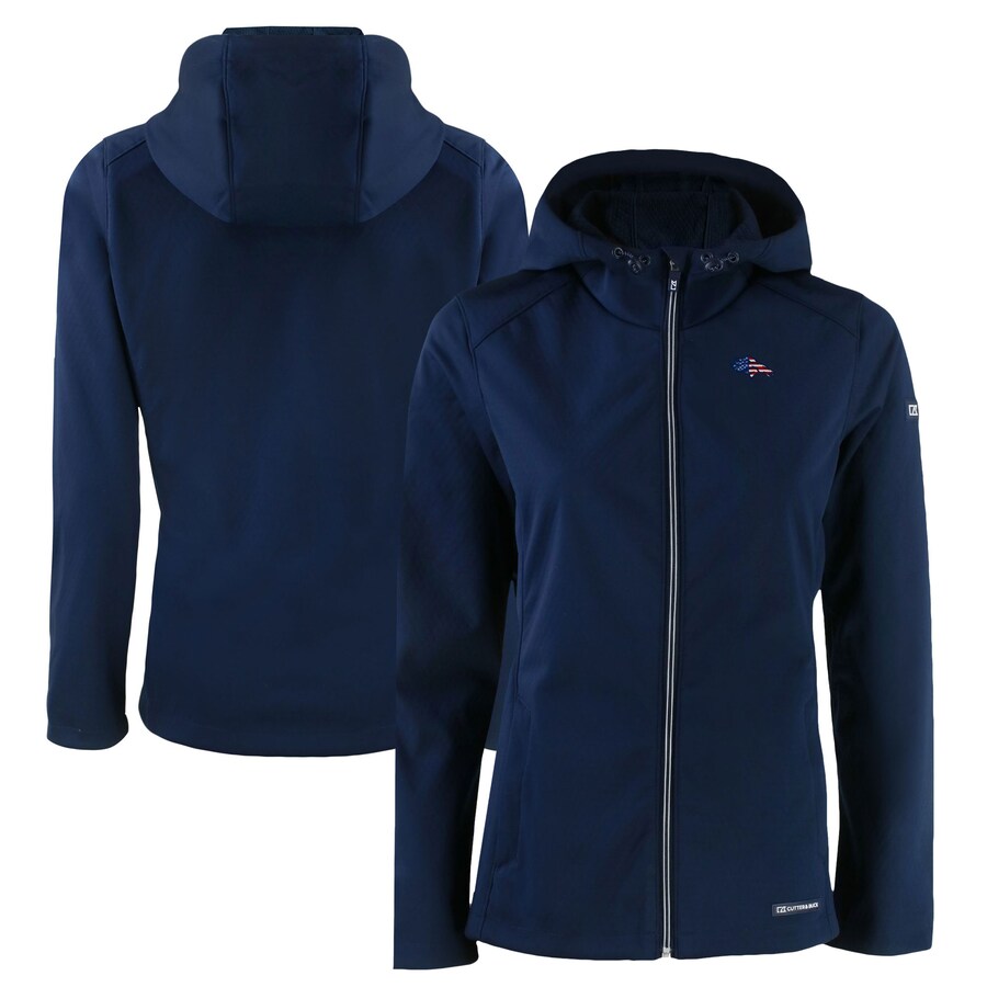 Women's Denver Broncos Cutter & Buck Blue  Americana Evoke Eco Softshell Recycled Full-Zip Jacket