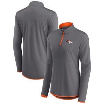 Women's Denver Broncos  Fanatics Gray Corner Long Sleeve 1/4 Zip Top