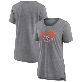 Women's Denver Broncos Fanatics Heather Gray Drop Back Modern Tri-Blend T-Shirt