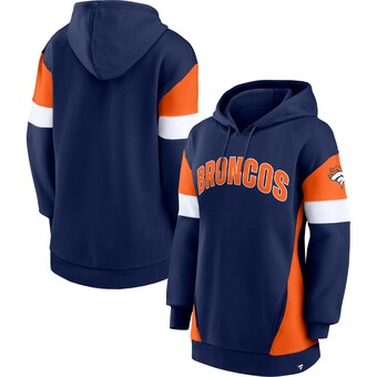 Women's Denver Broncos Fanatics Navy/Orange Lock It Down Pullover Hoodie