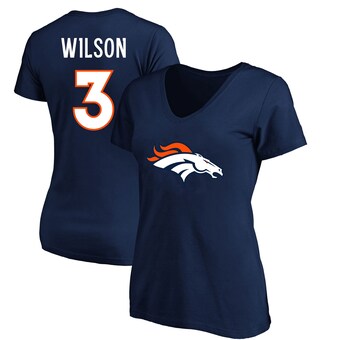 Women's Denver Broncos Russell Wilson Fanatics Navy Plus Size Player Name & Number V-Neck T-Shirt