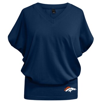 Women's Denver Broncos Kiya Tomlin Navy Blousy V-Neck T-Shirt