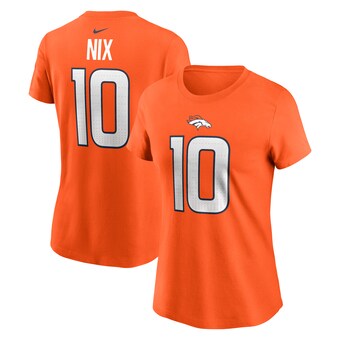 Women's Denver Broncos Bo Nix Nike Orange 2024 NFL Draft First Round Pick Name & Number T-Shirt