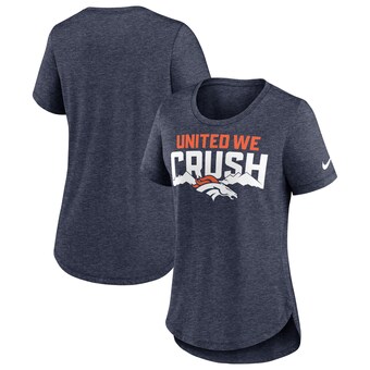 Women's Denver Broncos Nike Heather Navy Local Fashion Tri-Blend T-Shirt