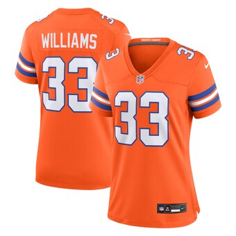 Women's Denver Broncos Javonte Williams Nike Orange Mile High Collection 1977 Throwback Player Game Jersey