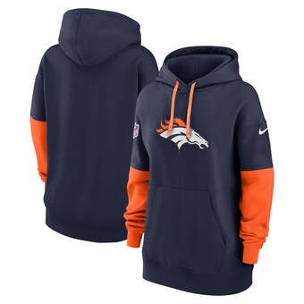 Women's Denver Broncos Nike Navy 2024 Sideline Essential Fleece Pullover Hoodie