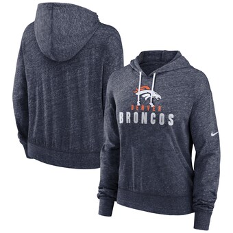 Women's Denver Broncos Nike Navy Gym Vintage Lightweight Hooded Top