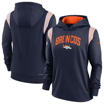 Women's Denver Broncos Nike Navy Sideline Stack Performance Pullover Hoodie