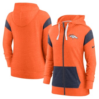 Women's Denver Broncos Nike Orange/Navy Monaco Lightweight Full-Zip Hoodie