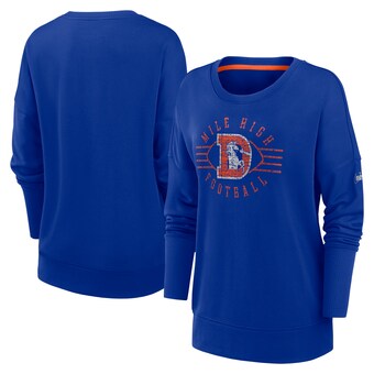 Women's Denver Broncos Nike Royal Rewind Playback Icon Performance Pullover Sweatshirt