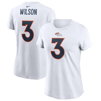 Women's Denver Broncos Russell Wilson Nike White Player Name & Number T-Shirt