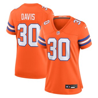 Women's Denver Broncos Terrell Davis Nike Orange Mile High Collection 1977 Throwback Retired Player Game Jersey