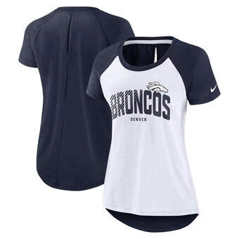 Women's Denver Broncos Nike White/Heather Scarlet Back Slit Lightweight Fashion T-Shirt