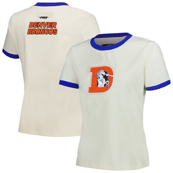 Women's Denver Broncos Pro Standard Cream Retro Classic Ringer T-Shirt